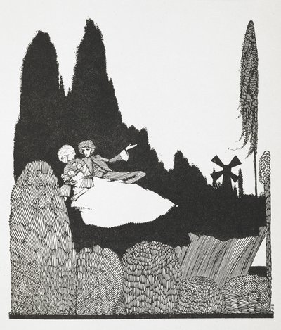 Illusztráció a „The Master Cat or Puss in Boots” című történethez. alkotó: Harry Clarke