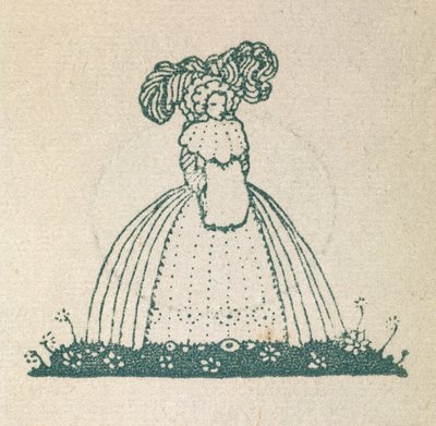 Illusztráció, amely egy nőt, nagy ruhát visel. alkotó: Harry Clarke
