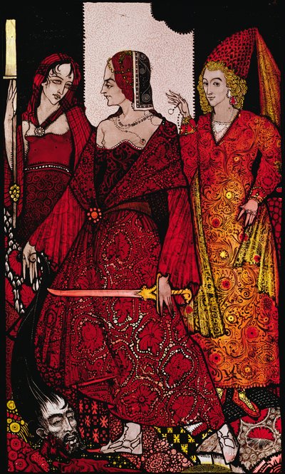 Királynők, akik vágják a Glanna disznóit... Harry Clarke illusztrációja J.M. Synge "Queens" című művéből. alkotó: Harry Clarke