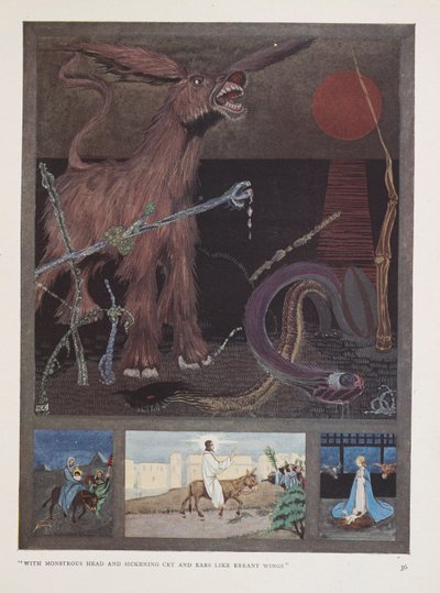 A szamár. "Szörnyű fejjel és émelyítő sírással   és a fülek olyanok, mint az eltévedt szárnyak" alkotó: Harry Clarke