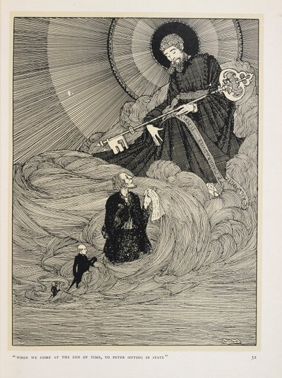 Dooney hegedűse. "Amikor az idők végén járunk,   az államban ülő Péternek" alkotó: Harry Clarke