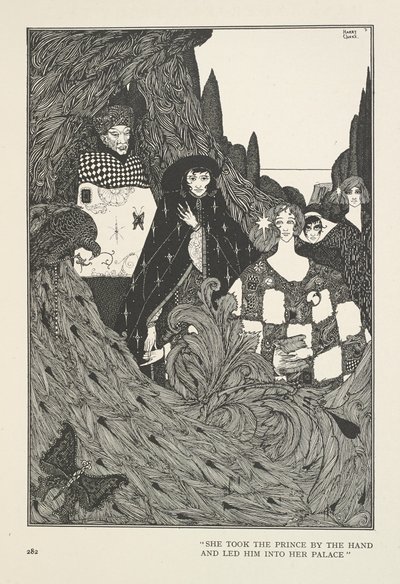 A Paradicsom kertje. Kézen fogta a herceget, és bevezette a palotájába. alkotó: Harry Clarke