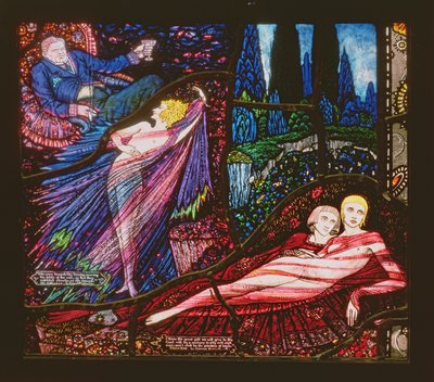 A Genfi ablak Mr Gilhooley-t ábrázolja Liam OFlahertytől és Deirdre-t George Russelltől, 1929 alkotó: Harry Clarke