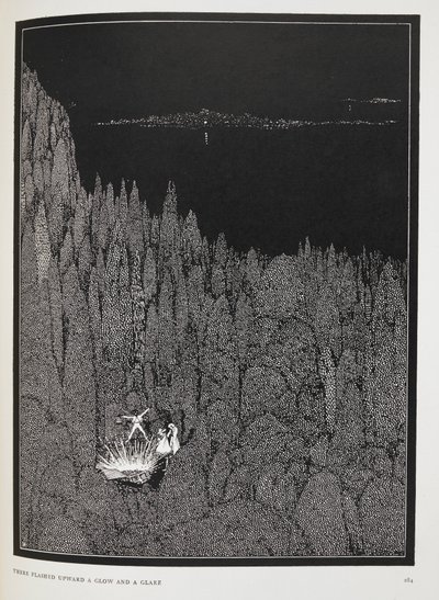 Felfelé ragyogás és csillogás villant fel. Illusztráció a novellához, „Az aranybogár”. alkotó: Harry Clarke