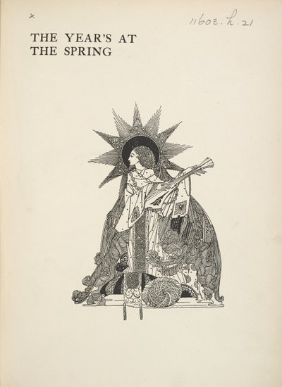 Névtelen illusztráció. Egy nő játszik hangszeren. alkotó: Harry Clarke