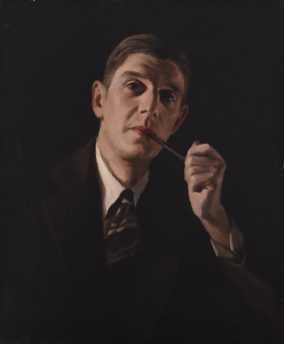 Pipázó férfi portréja alkotó: Harry Dixon