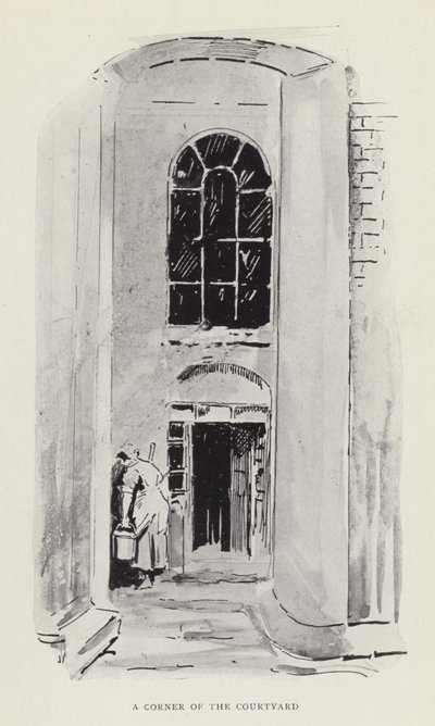 Az udvar egyik sarka alkotó: Harry Furniss
