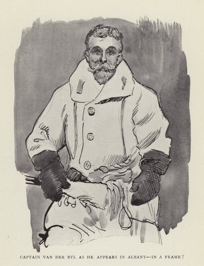 Van der Byl kapitány, ahogy Albanyban megjelenik, egy keretben! alkotó: Harry Furniss