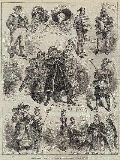 A Colney Hatch Lunatic Asylum jelmezbáljának szereplői alkotó: Harry Furniss