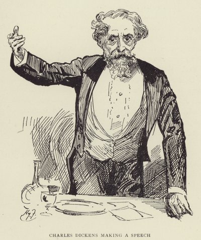 Charles Dickens beszédet mond alkotó: Harry Furniss