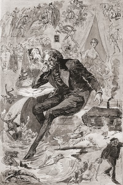 David Copperfield. Harry Furniss illusztrációja Charles Dickens David Copperfield című regényéhez, a The Testimonial Editionból, 1910-ben. alkotó: Harry Furniss