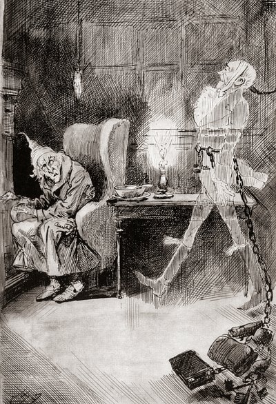 Illusztráció a karácsonyi énekhez Charles Dickens karácsonyi könyveiből alkotó: Harry Furniss