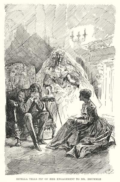 Illusztráció a nagy várakozásokhoz, Charles Dickens (litho) alkotó: Harry Furniss