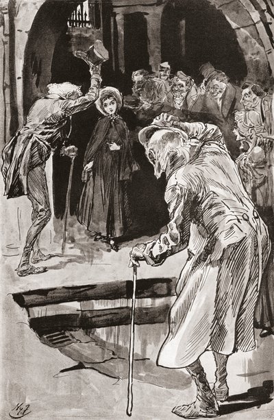 Kis Dorrit. Harry Furniss illusztrációja Charles Dickens Kis Dorrit című regényéhez, a The Testimonial Editionból, 1910-ben. alkotó: Harry Furniss