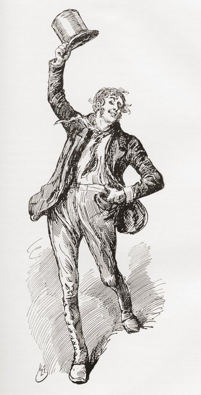 Mark Tapley. Harry Furniss illusztrációja Charles Dickens Martin Chuzzlewit című regényéhez, a The Testimonial Editionból, 1910-ben. alkotó: Harry Furniss