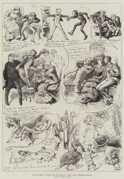 Tommy mester, otthon az ünnepekre, bemegy a Gondolatolvasásba alkotó: Harry Furniss