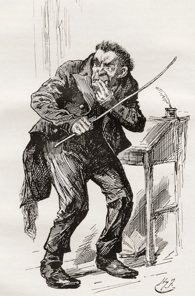 Mr. Squeers. Harry Furniss illusztrációja a Nicholas Nickleby című Charles Dickens-regényhez, a The Testimonial Editionból, 1910-ben. alkotó: Harry Furniss