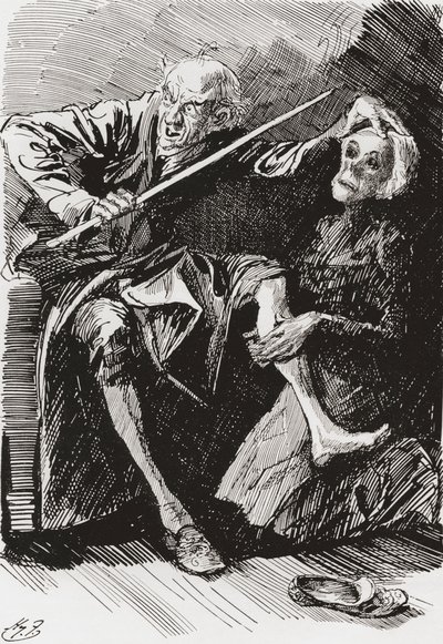 A nagybátyám és Betsy Snap. "Amikor a nagybátyám arra kérte, hogy nézzen rám, soványan megfogta a feje búbját, a lány mellé térdelt, és felém fordította az arcát. Egy önkéntelen gondolat, amely összeköti mindkettőjüket a boncolószobával, ahogy annak gyakra alkotó: Harry Furniss