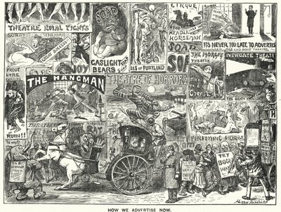 Lyukasztó rajzfilm: Hogyan hirdessünk most (metszet) alkotó: Harry Furniss