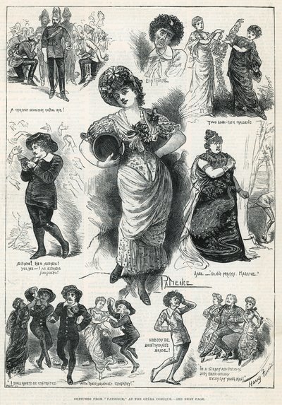 Vázlatok a Türelemből az Opera Comique-ban (metszet) alkotó: Harry Furniss