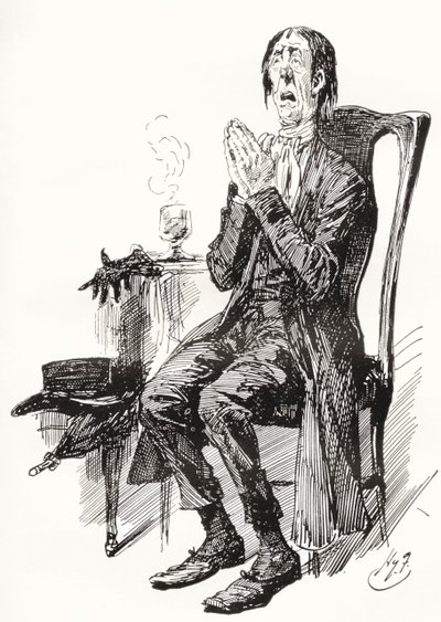 Stiggins. Harry Furniss illusztrációja Charles Dickens Pickwick-papírok című regényéhez, a The Testimonial Editionból, 1910-ben. alkotó: Harry Furniss