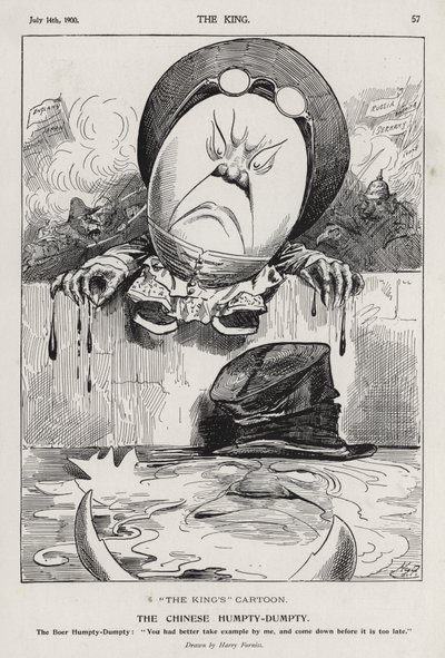 A kínai Humpty Dumpty, rajzfilm a boxerlázadásról és a búr háborúról (metszet) alkotó: Harry Furniss