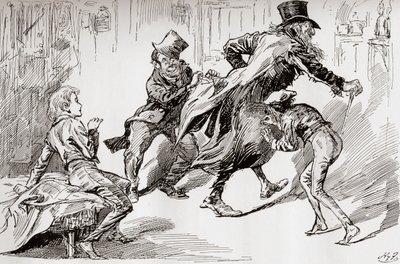 A tolvajok konyhája. Olivernek bemutatják a How It Is Done-t, az 1910-ben megjelent The Testimonial Edition-ból Charles Dickens, az „Oliver Twist” illusztrációja. alkotó: Harry Furniss