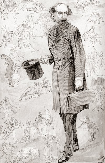 A nem kereskedelmi utazó. Harry Furniss illusztrációja a Kereskedelmi utazó című novellához Charles Dickens karácsonyi könyveiből, amely a The Testimonial Edition 1910-ben jelent meg. alkotó: Harry Furniss
