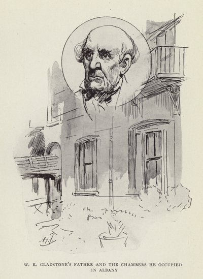 W E Gladstones apja és az Albanyban elfoglalt kamrák alkotó: Harry Furniss