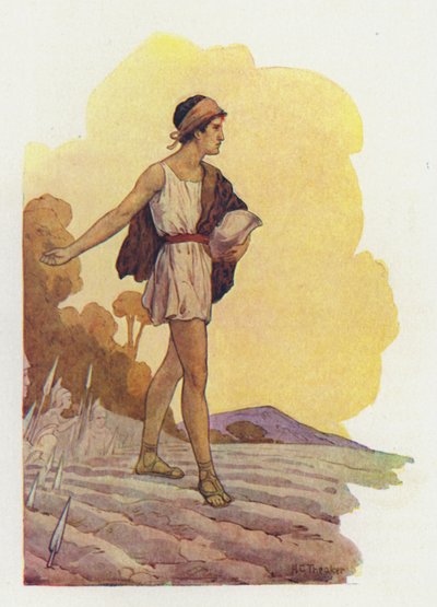 Jason elvetette a sárkányfogakat (színes litográfia) alkotó: Harry George Theaker
