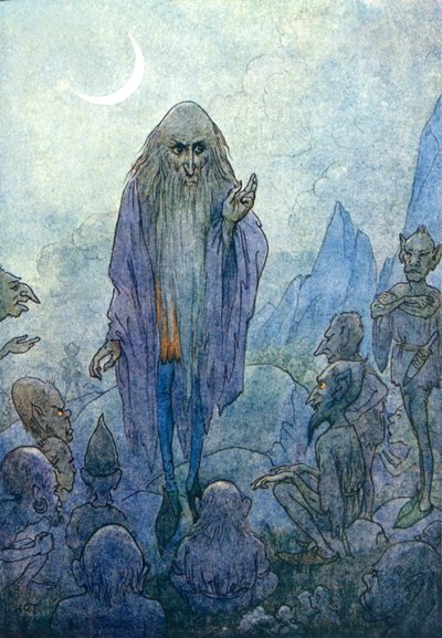 Merlin (színes litográfia) alkotó: Harry George Theaker