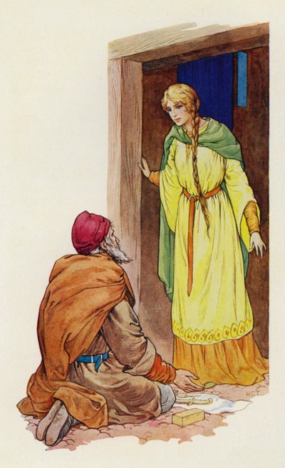Abban a pillanatban Marian megismerte a Kegyetlen Roger arcát (színes litográfia). alkotó: Harry George Theaker