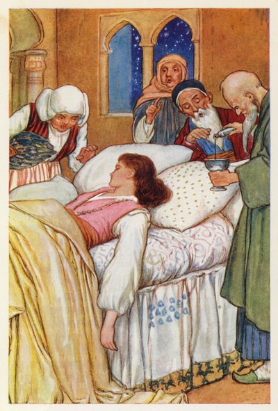 Aldegonda hercegnő és orvosai (színes litográfia) alkotó: Harry George Theaker