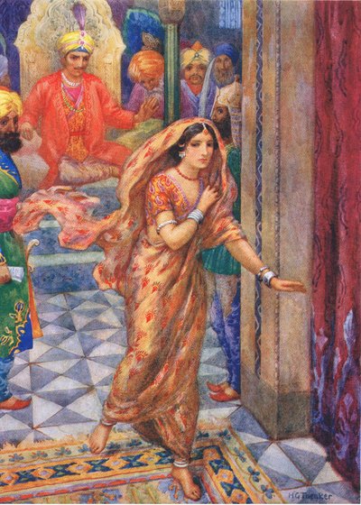 Elmenekült a nézőtérről. Az emlékezés gyűrűjéből, illusztráció a "Childrens Stories from Indian Legends" című kötetből, 1930-as évek (színes litográfia). alkotó: Harry George Theaker