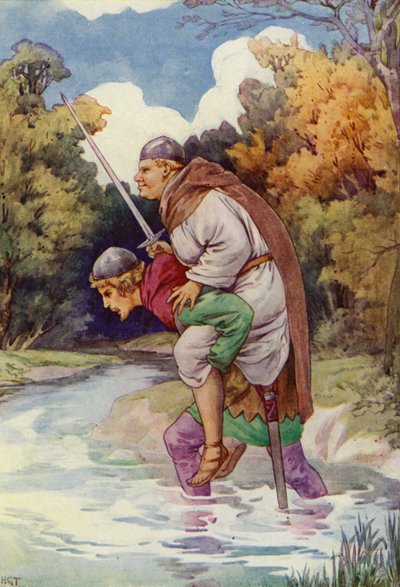 A szerzetes nagy súlyával nyögésre késztette (színes lithó) alkotó: Harry George Theaker