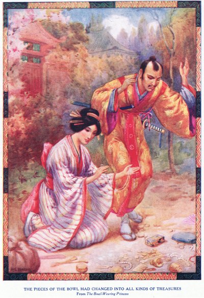 A tál darabjai mindenféle kincsekké változtak (a Tál viselő hercegnőből) (litho) alkotó: Harry George Theaker