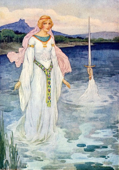 A kard és a tó úrnője (színes litográfia) alkotó: Harry George Theaker