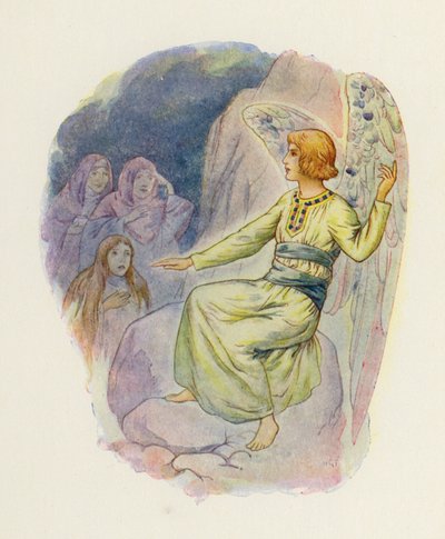 "Miért keresitek az élőket a holtak között" (színes litográfia) alkotó: Harry George Theaker