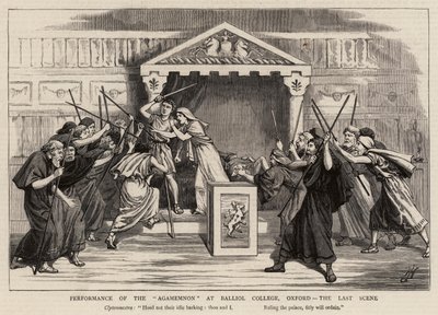 Az Agamemnon előadása az oxfordi Balliol College-ban, az utolsó jelenet alkotó: Harry Hamilton Johnston