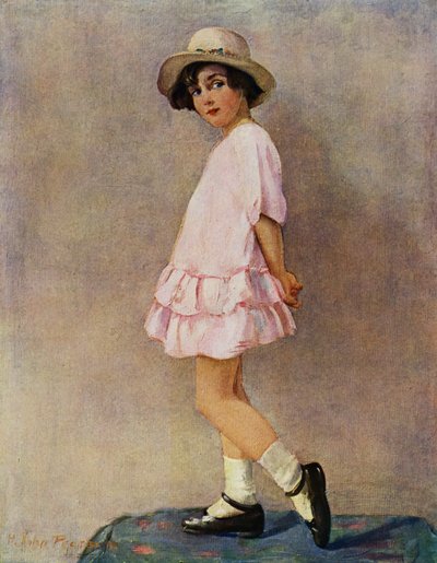 – Megteszem? - fiatal lány kimenni készül (színes litho) alkotó: Harry J. Pearson