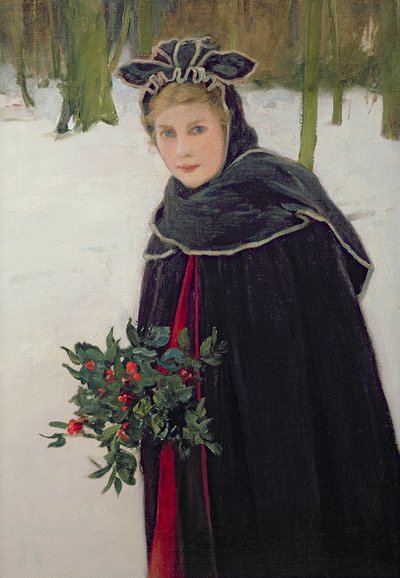 Tél - egy lány portréja a téli tájon alkotó: Harry van der Weyden