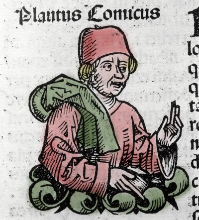A képregényíró Plaute (Titus Maccius Plautus) portréja (Kr. e. 259/251-184) Hartmann Schedel „Nürnbergi krónikái” xilográfiája alkotó: Hartmann Schedel