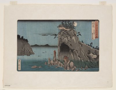 Bingo tartomány: Abuto, Kannon Temple (Bingo, Abuto, Kannanda?) (Fekete fatömbnyomat) alkotó: Hasegawa I Sadanobu