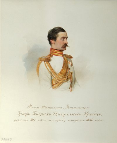 Heinrich Cyprianovic von Kreutz gróf portréja a császári lóőrök albumából, 1846-1849 alkotó: Hau