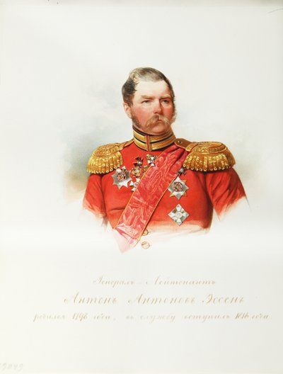 Anton Antonovich von Essen tábornok portréja 1797-1863 A császári lóőrök albumából, 1846-1849 alkotó: Hau