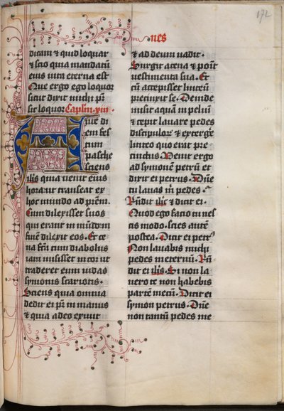 Evangéliumi könyv evangélista portrékkal: Díszített iniciálé, c. 1480. alkotó: Hausbuch Master