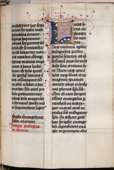 Evangéliumi könyv evangélista portrékkal: Díszített iniciálé, c. 1480. alkotó: Hausbuch Master
