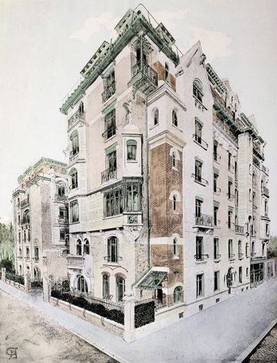 A „Castel-Beranger”, illusztráció Hector Guimard (1867-1942) könyvéből alkotó: Hector Guimard