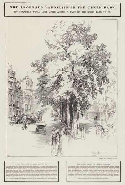 A tervezett vandalizmus a londoni Green Parkban (litho) alkotó: Hedley Fitton