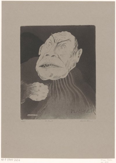 De bruut (eredeti cím az objektumon) Maszkoló (eredeti sorozatcím az objektumon) alkotó: Hein von Essen (signed by artist)